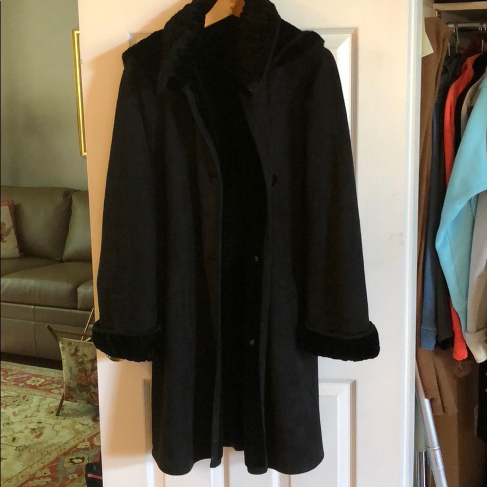 Custom made shearling coat wit sheared mink trim